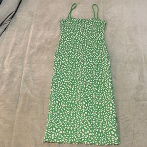 Zara Green and White Patterned Dress